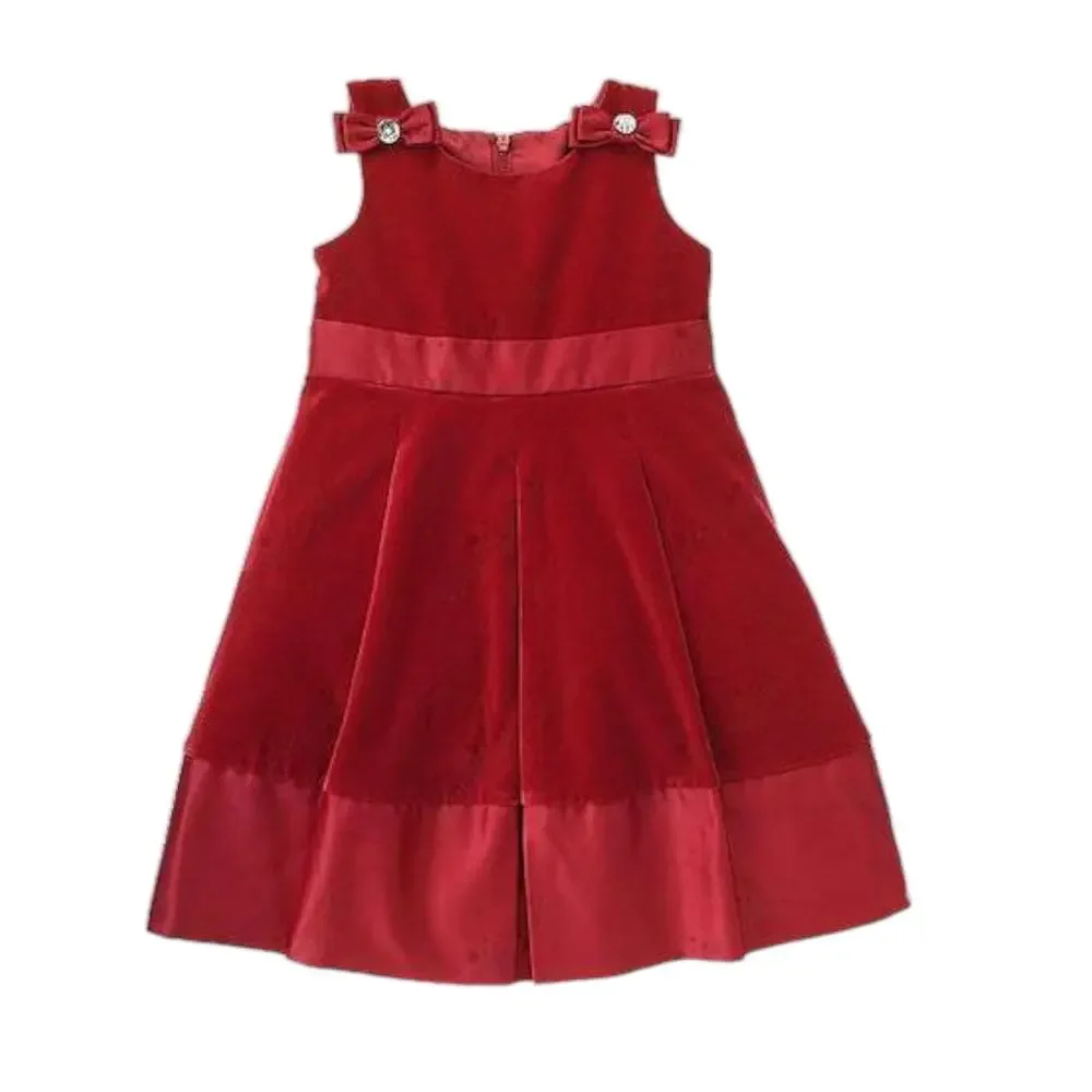 Gymboree Girls Dress Size 6 Red Velveteen Pleated Classic‎ Holiday Christmas